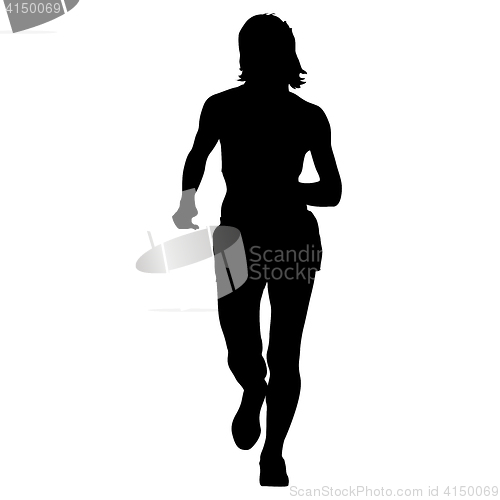 Image of Silhouettes. Runners on sprint, women. illustration