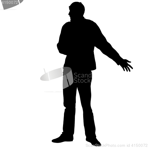 Image of Black silhouettes man on white background. illustration