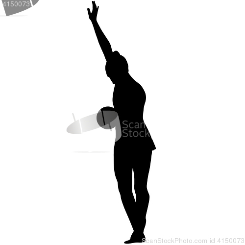 Image of Silhouette girl gymnast with the ball. illustration