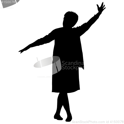 Image of Black silhouette woman with her hands raised. illustration