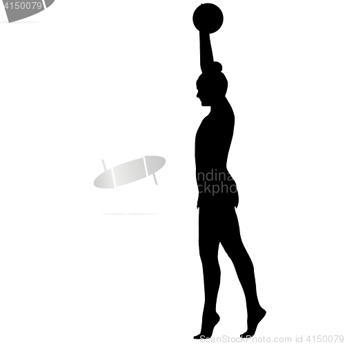 Image of Silhouette girl gymnast with the ball. illustration