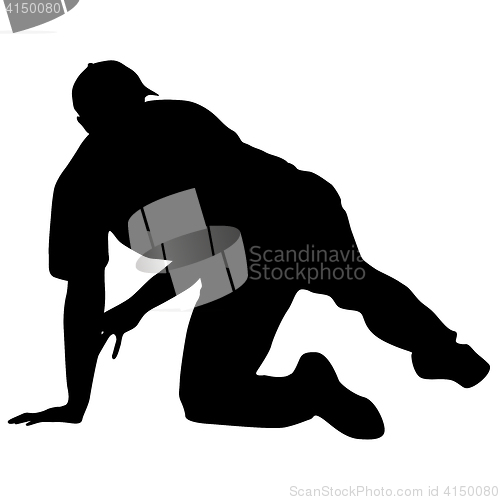 Image of Black silhouettes man on white background. illustration