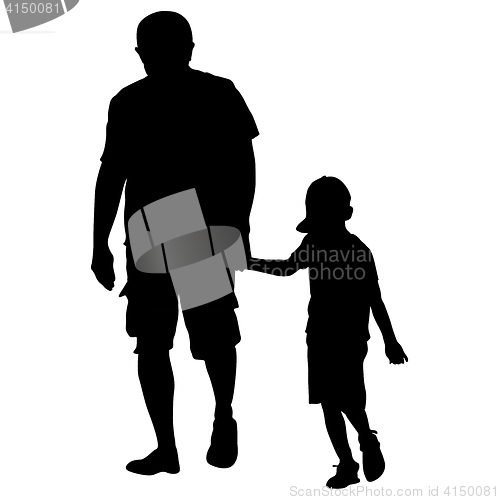 Image of Black silhouettes Family on white background. illustration