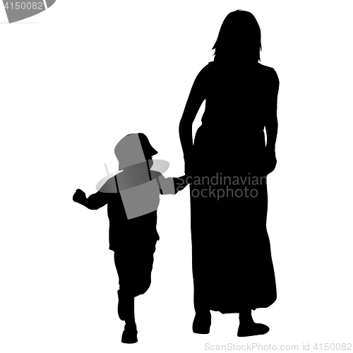 Image of Black silhouettes Family on white background. illustration