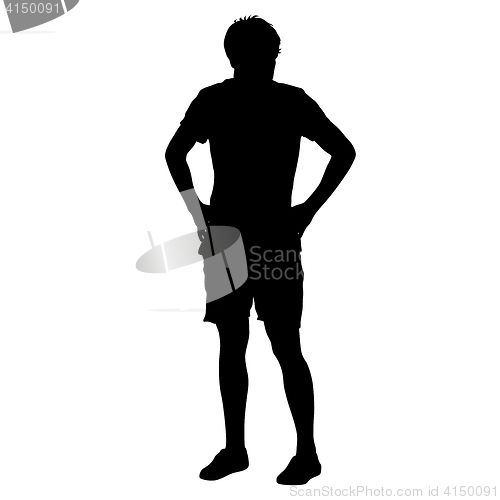 Image of Black silhouette man with hands on his hips. illustration