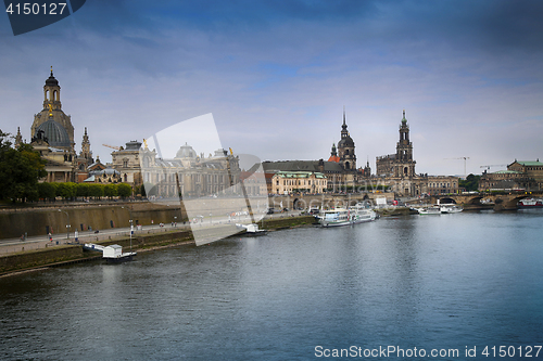 Image of DRESDEN, GERMANY – AUGUST 13, 2016: Tourists walk and majestic