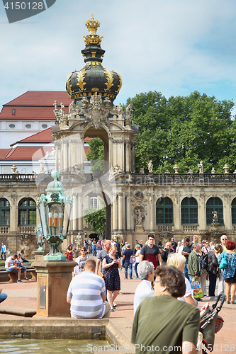 Image of DRESDEN, GERMANY – AUGUST 13, 2016: Tourists walk and visit Dr