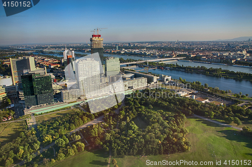 Image of Vienna, Austria - August 19, 2012: View on skyline Uno City, out