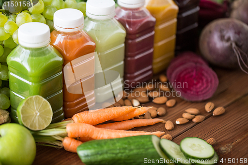 Image of bottles with different fruit or vegetable juices