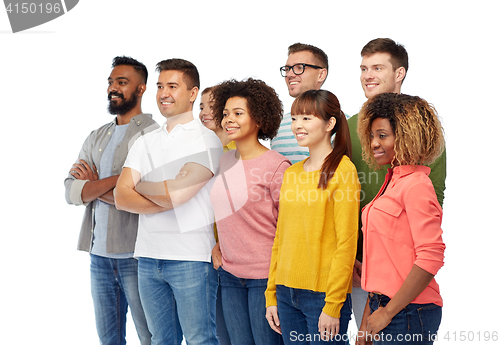 Image of international group of happy smiling people