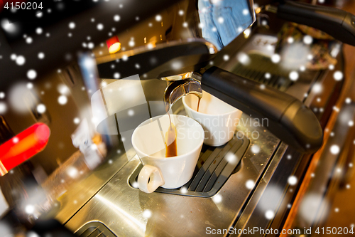 Image of close up of espresso machine making coffee