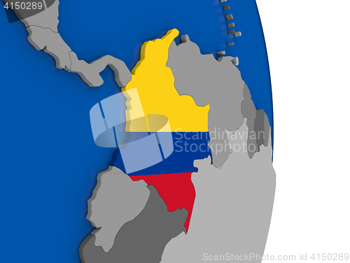 Image of Colombia on globe with flag