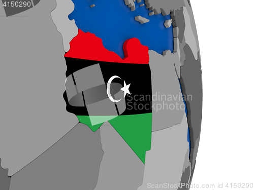 Image of Libya on globe with flag