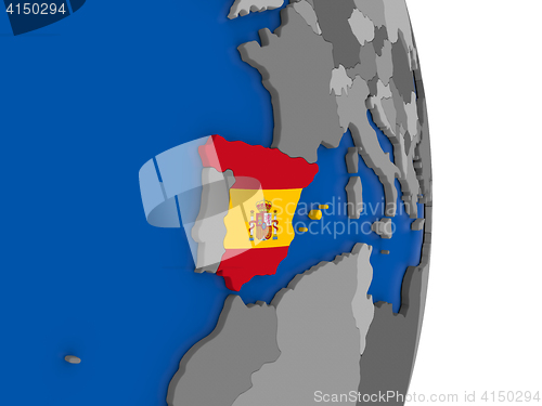 Image of Spain on globe with flag