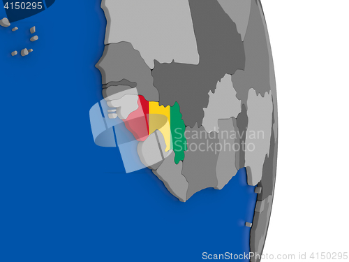 Image of Guinea on globe with flag