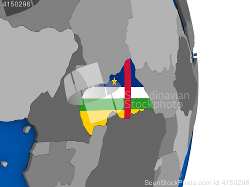 Image of Central Africa on globe with flag