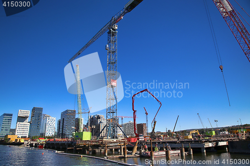 Image of OSLO, NORWAY – AUGUST 17, 2016: A construction site of Bjorvik