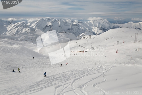 Image of Skiing slopes, majestic Alpine landscape