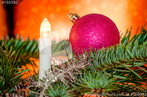 Image of Christmas lights and a bauble