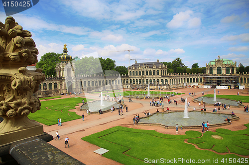 Image of DRESDEN, GERMANY – AUGUST 13, 2016: Tourists walk and visit Dr