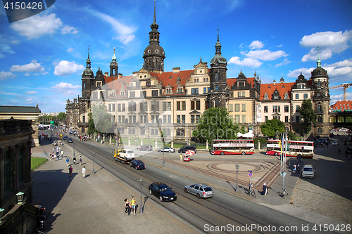 Image of DRESDEN, GERMANY – AUGUST 13, 2016: Tourists walk on Sophienst