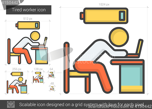 Image of Tired worker line icon.