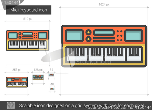 Image of Midi keyboard line icon.