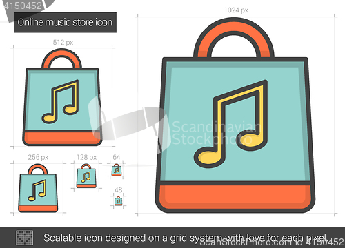 Image of Online music store line icon.