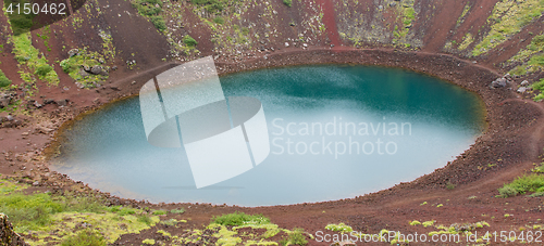 Image of Kerid is a crater lake of a turquoise color - Iceland