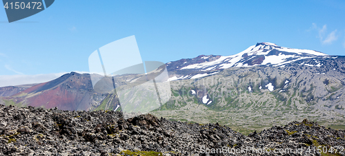 Image of Snaefellsjokull volcano, in the Snaefellsnes peninsula, west Ice