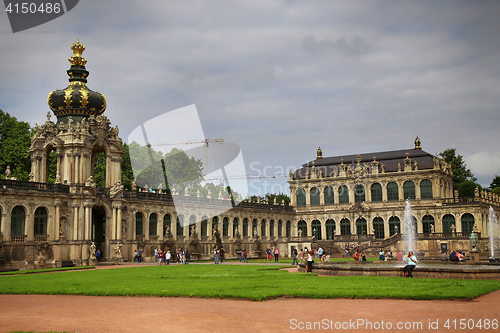 Image of DRESDEN, GERMANY – AUGUST 13, 2016: Tourists walk and visit Dr