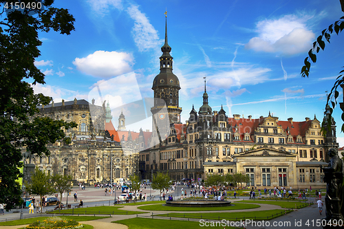Image of DRESDEN, GERMANY – AUGUST 13, 2016: Tourists walk on Theaterpl
