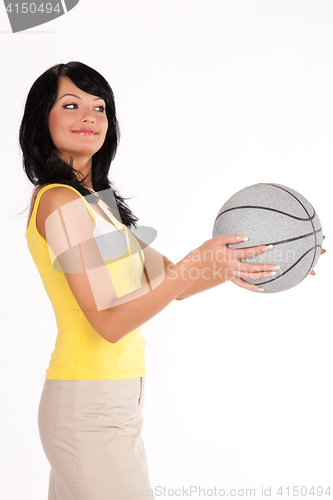 Image of Young Beautiful Woman With A Ball