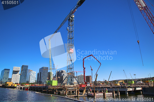 Image of OSLO, NORWAY – AUGUST 17, 2016: A construction site of Bjorvik