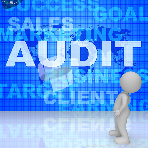 Image of Audit Words Represents Finances Validation 3d Rendering