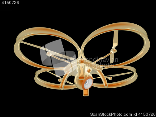 Image of Drone, quadrocopter, with photo camera flying. 3d render