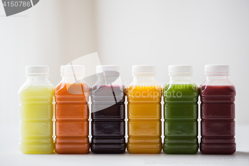 Image of bottles with different fruit or vegetable juices