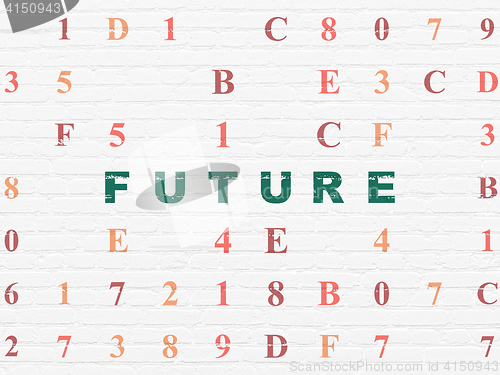 Image of Time concept: Future on wall background