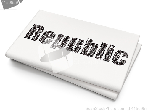 Image of Political concept: Republic on Blank Newspaper background