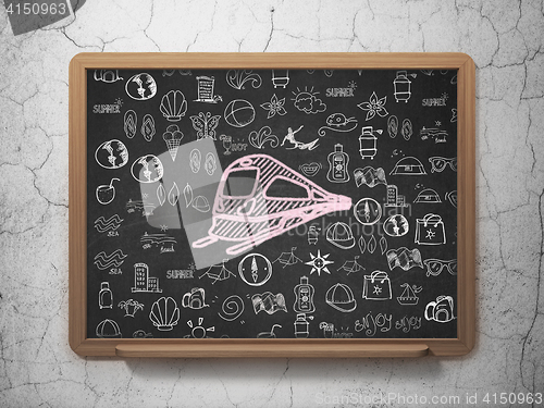 Image of Vacation concept: Train on School board background