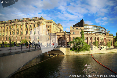 Image of STOCKHOLM, SWEDEN - AUGUST 19, 2016: People walk and visit on No