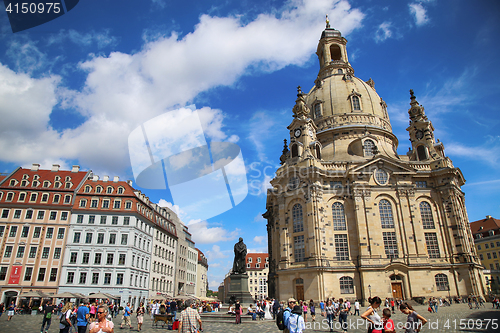 Image of DRESDEN, GERMANY – AUGUST 13, 2016: People walk on Neumarkt Sq