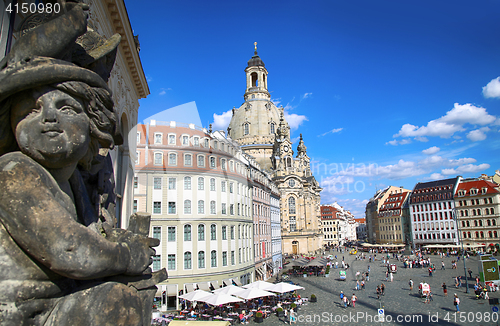 Image of DRESDEN, GERMANY – AUGUST 13, 2016: People walk on Neumarkt Sq