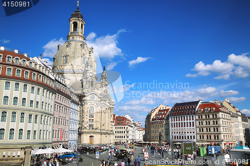 Image of DRESDEN, GERMANY – AUGUST 13, 2016: People walk on Neumarkt Sq