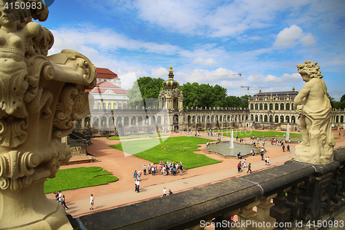 Image of DRESDEN, GERMANY – AUGUST 13, 2016: Tourists walk and visit Dr