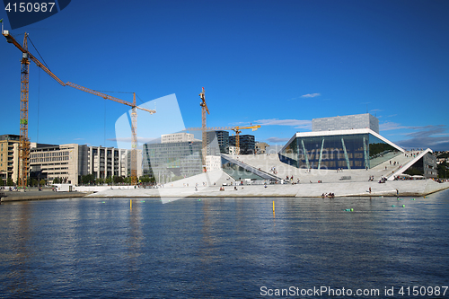 Image of OSLO, NORWAY – AUGUST 17, 2016: Tourist on the Oslo Opera Hous