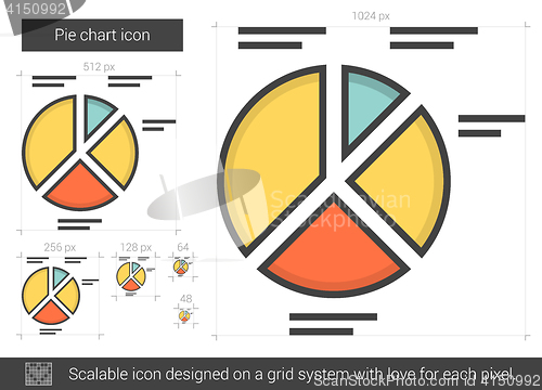 Image of Pie chart line icon.