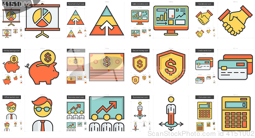Image of Business line icon set.