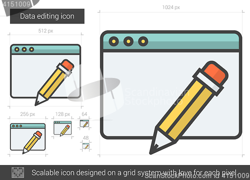 Image of Data editing line icon.