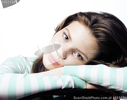 Image of Real Teenage Girl Looking Worried isolated on white background